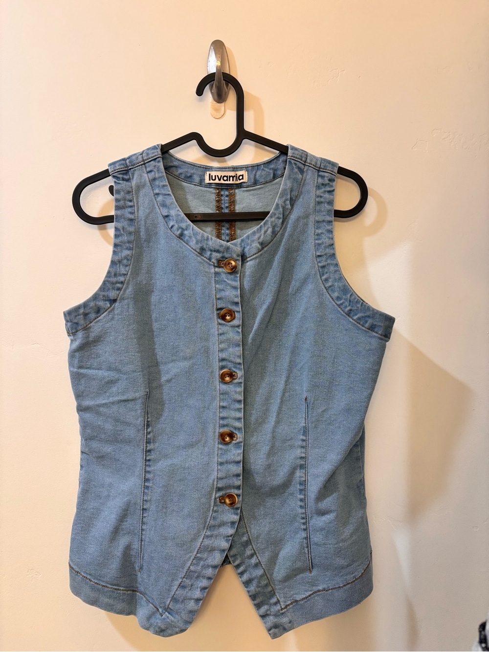 Luvamia crewmeck denim vest,